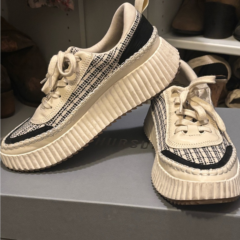 Dolce Vita Black and Cream Patterned Sneakers